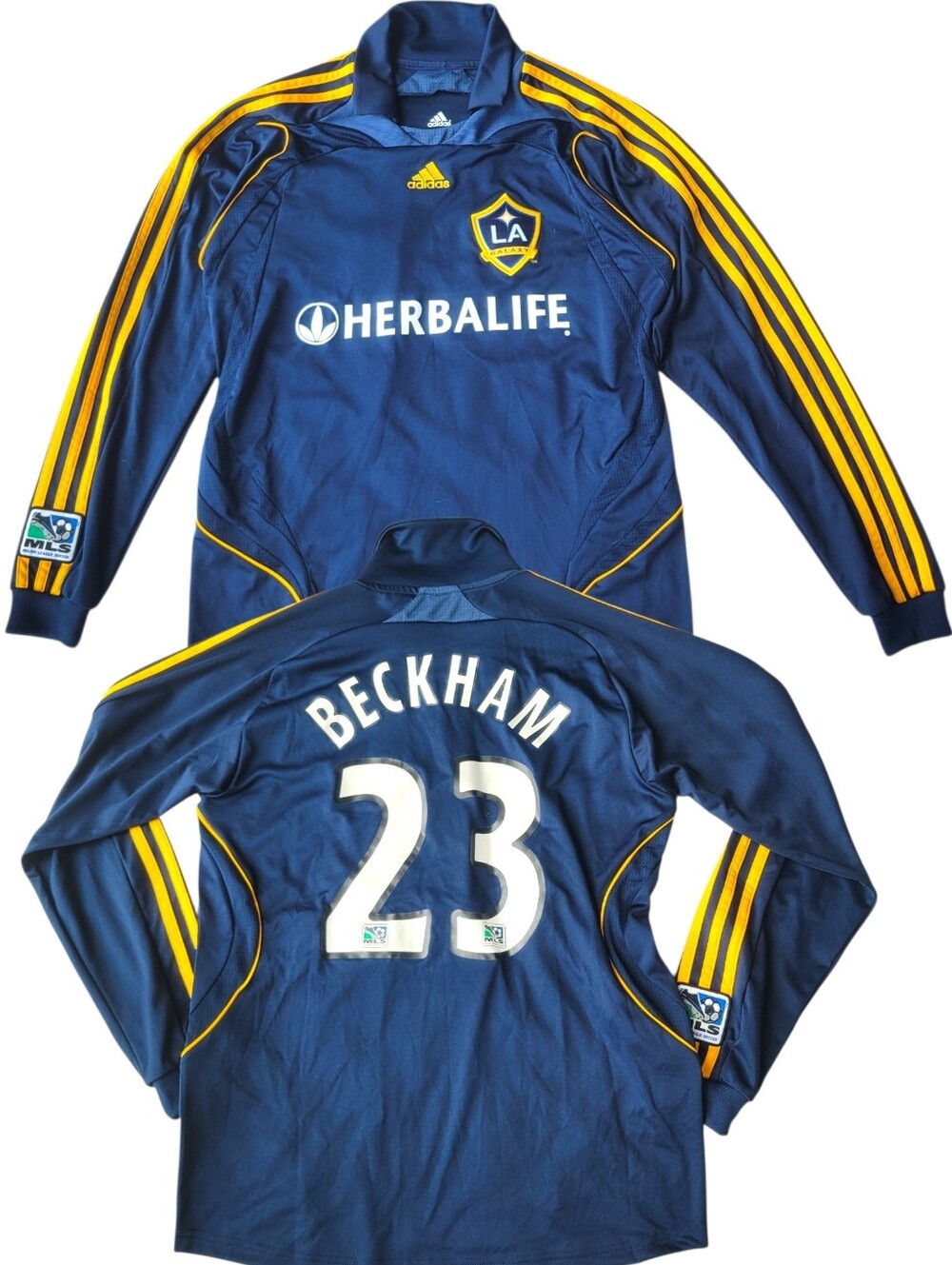LA Galaxy #23 David Beckham 2007-08 Away MLS Long Sleeve Adidas Jersey Large
